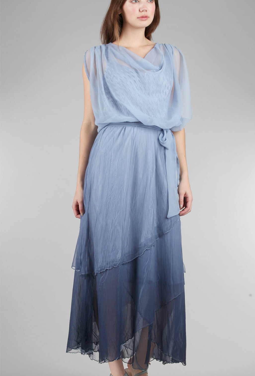 Komarov Long Blouson Dress, Persian Violet 