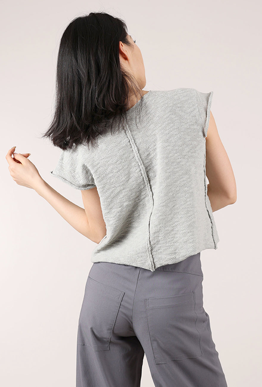 Paper Temples Yield Center Stripe Sweater, Silver/Chartreuse 