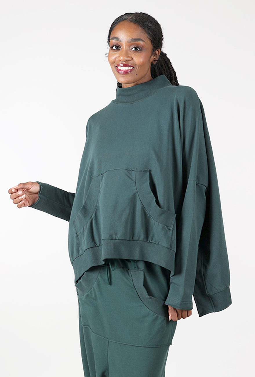 Rundholz Mockneck Fleece Pullover, Forest 