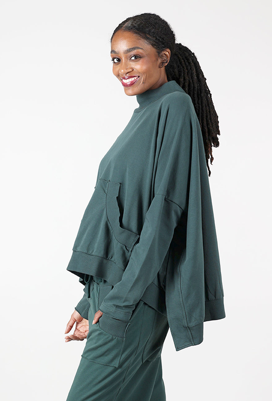 Rundholz Mockneck Fleece Pullover, Forest 