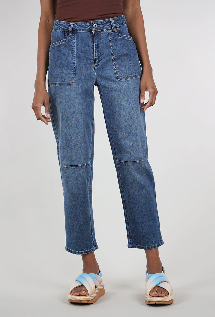 Habitat Stretch Denim Barrel Jean, Medium Blue 