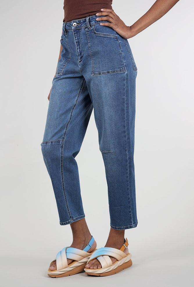 Habitat Stretch Denim Barrel Jean, Medium Blue 