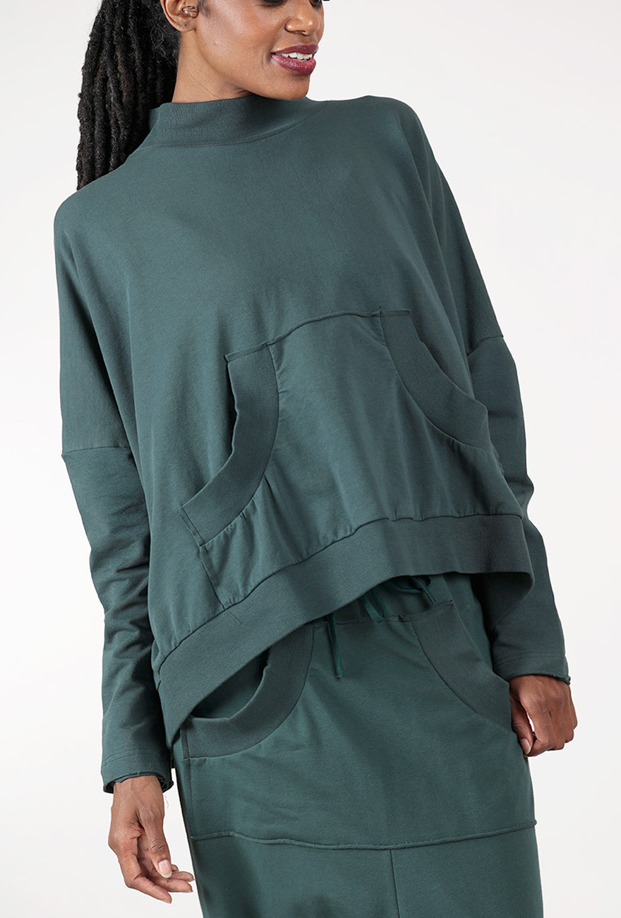 Rundholz Mockneck Fleece Pullover, Forest 