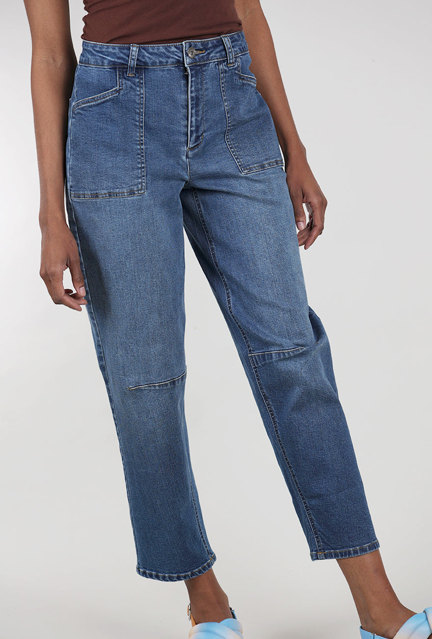 Habitat Stretch Denim Barrel Jean, Medium Blue 