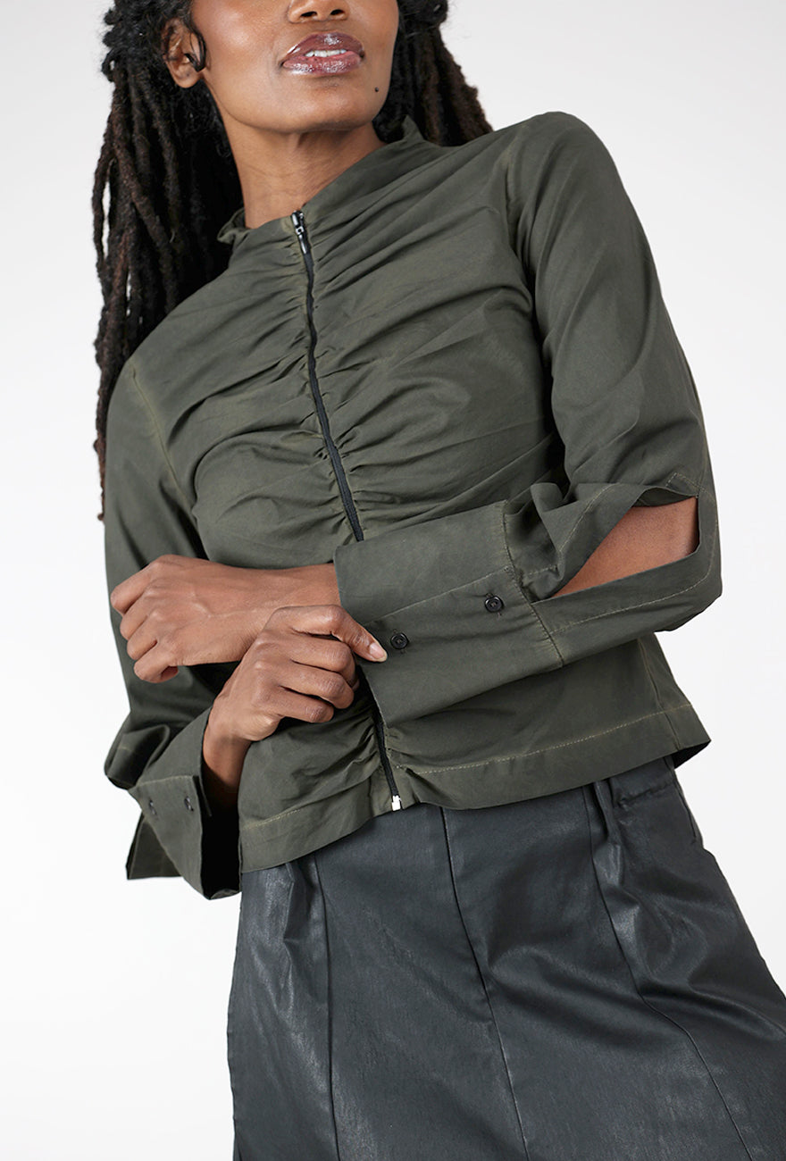 Lotus Eaters Simfonia Zip Shirt, Dark Khaki 