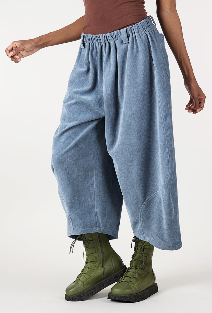 Velvet Cord Lantern Pant, Chambray Angle 2