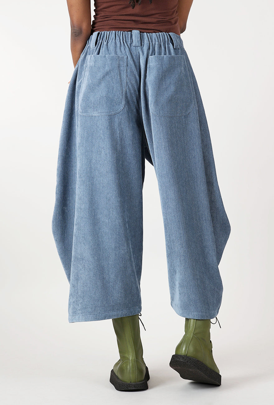 Velvet Cord Lantern Pant, Chambray