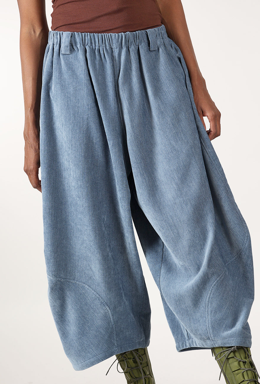 Velvet Cord Lantern Pant, Chambray Angle 4