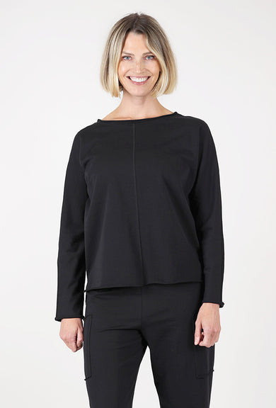 Oceanfront Terry Relaxed Rollneck, Black