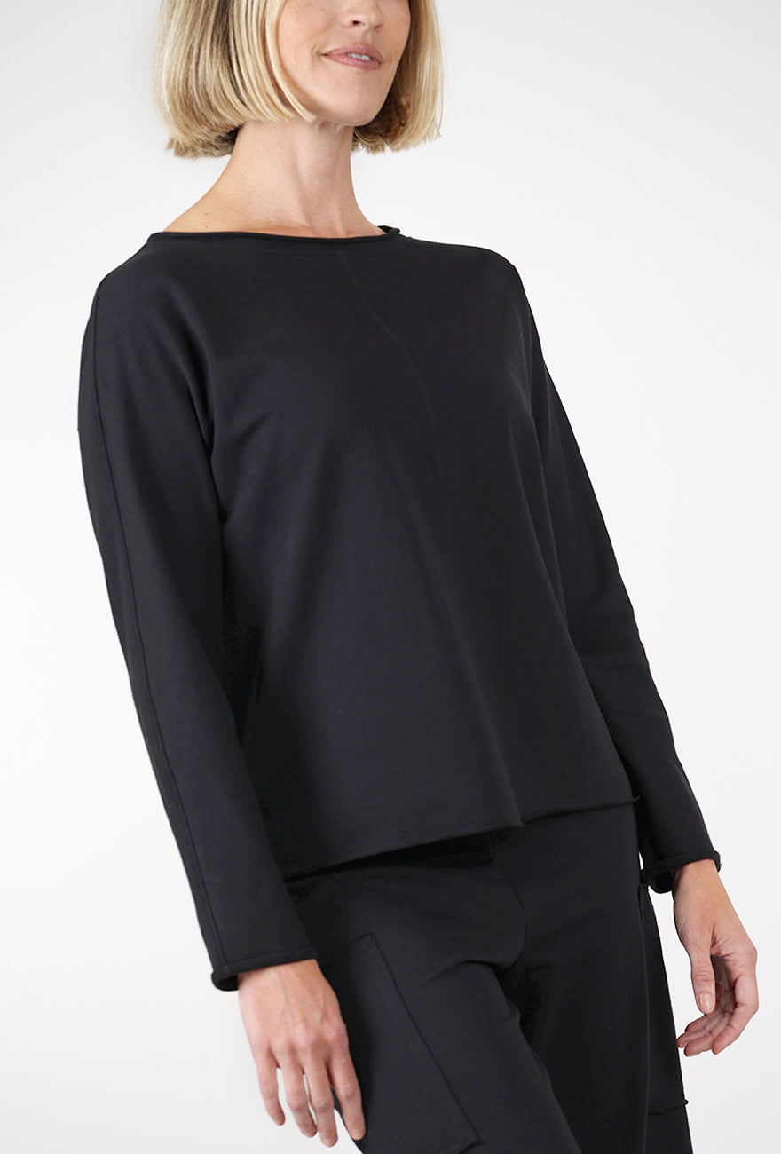 Oceanfront Terry Relaxed Rollneck, Black Angle 4