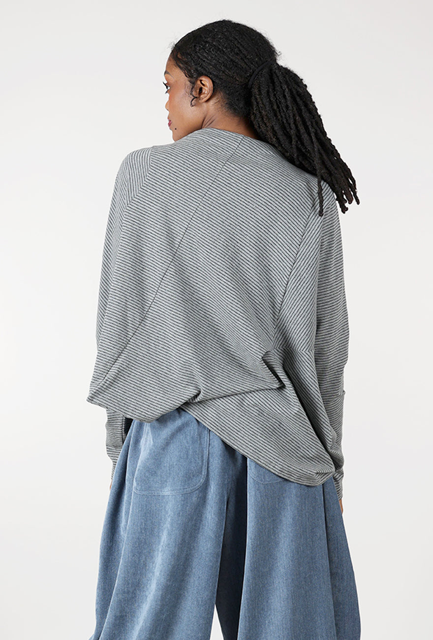 Stripe Asym Jersey Top, Gray