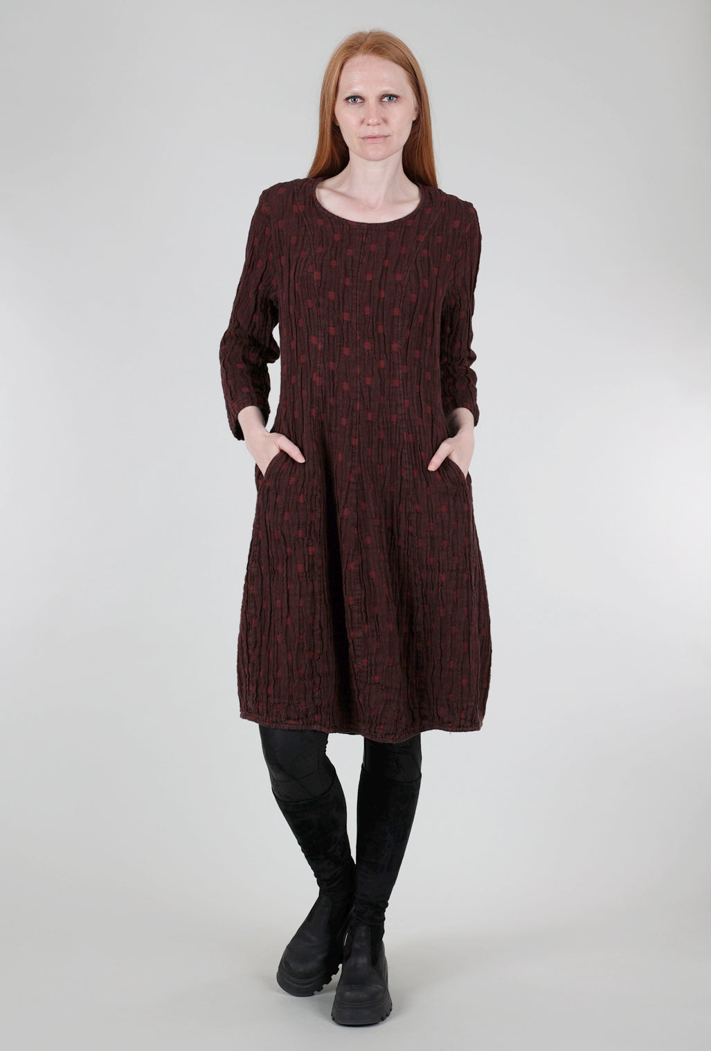 Grizas Rivulet Texture Dress, Rust 