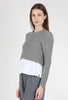 Cut Loose Texture Curved Crop Sweater, Cobblestone Gray 