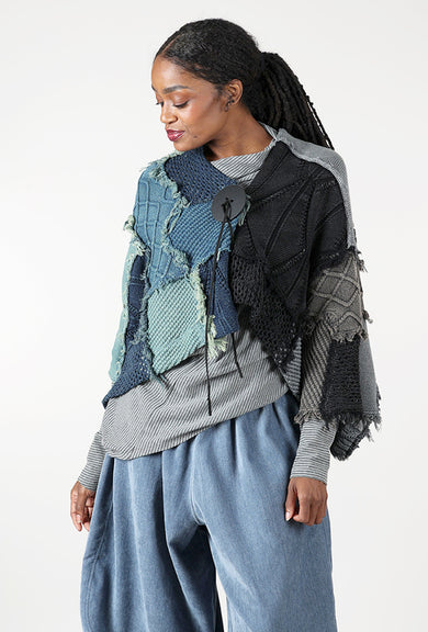 Moyuru Mix Textile Big Snap Cardie, Chambray Mix 