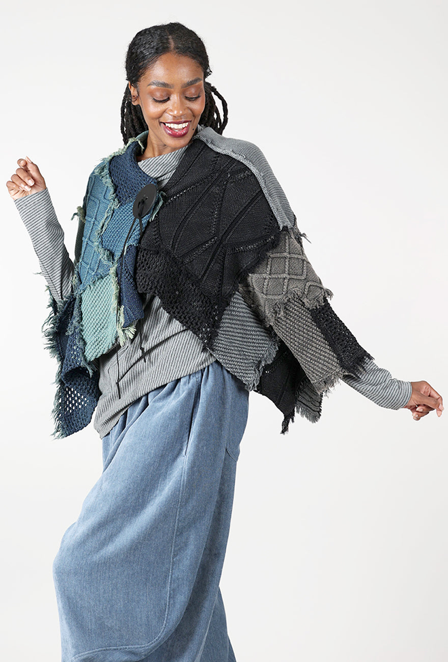 Mix Textile Big Snap Cardie, Chambray Mix