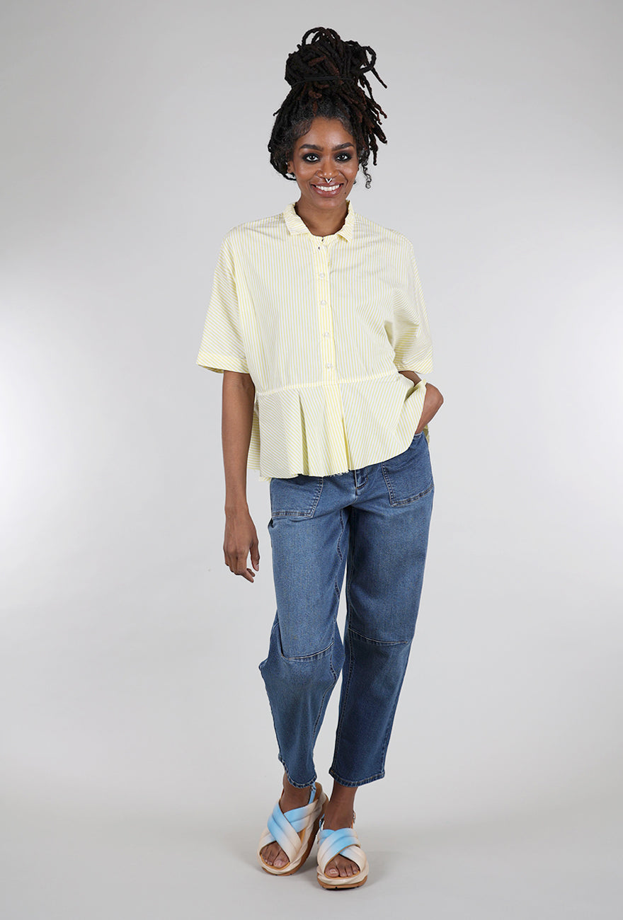 Paper Temples Pinstripe Flounce Top, Yellow 