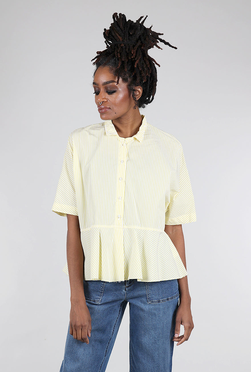 Paper Temples Pinstripe Flounce Top, Yellow 