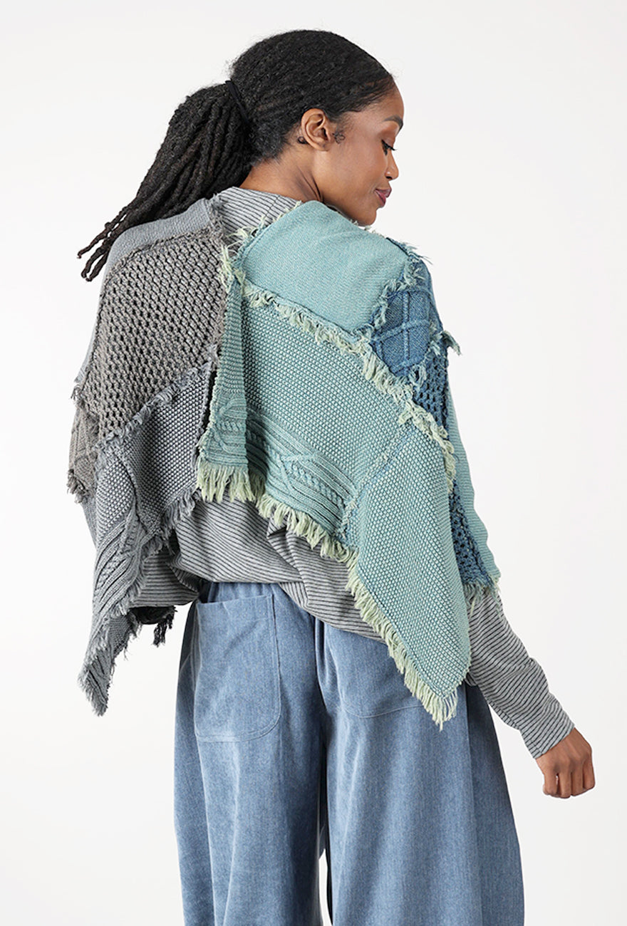 Mix Textile Big Snap Cardie, Chambray Mix