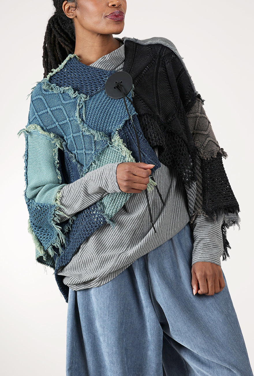 Mix Textile Big Snap Cardie, Chambray Mix Angle 4