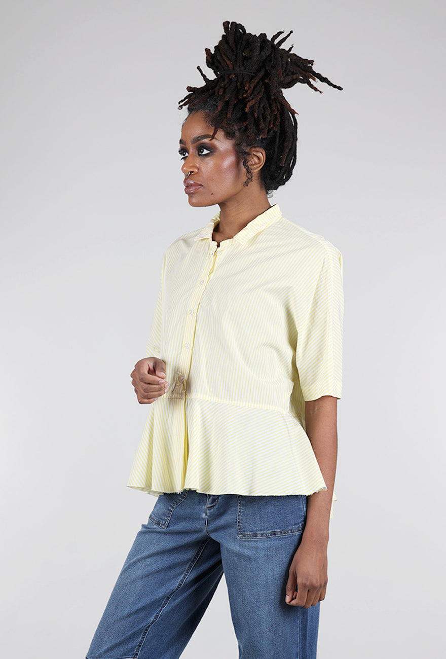 Paper Temples Pinstripe Flounce Top, Yellow 