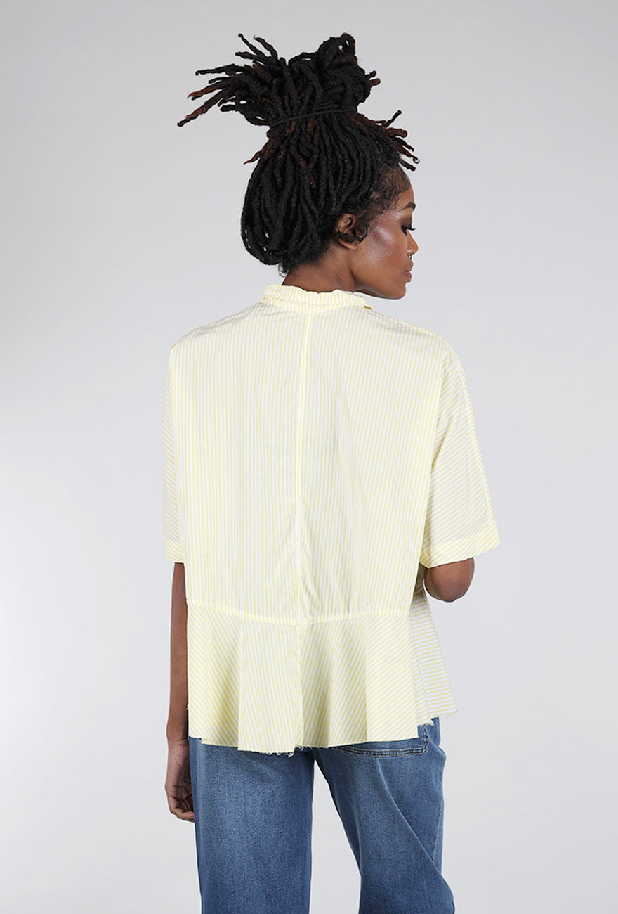 Paper Temples Pinstripe Flounce Top, Yellow 