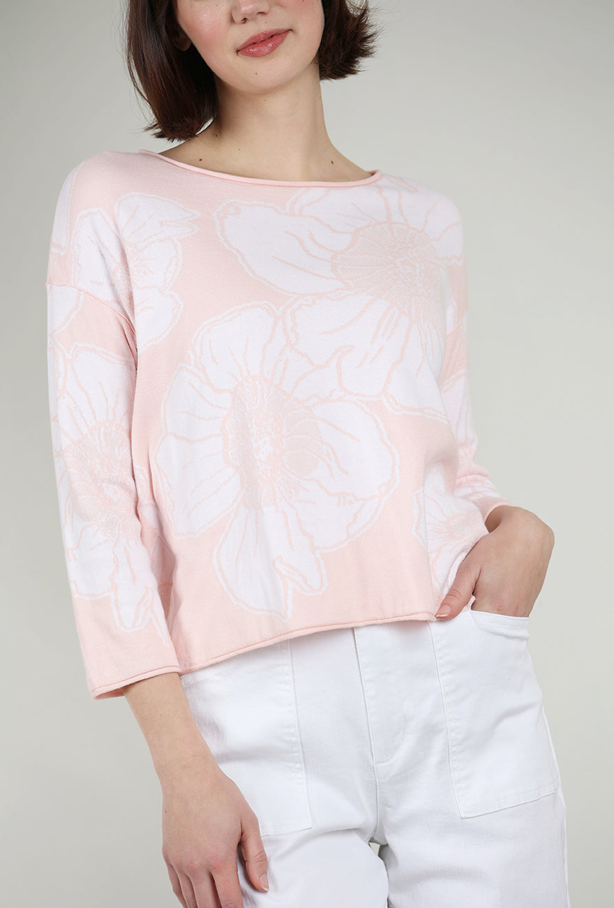 Habitat In Bloom Floral Jacquard Pullover, Carnation 