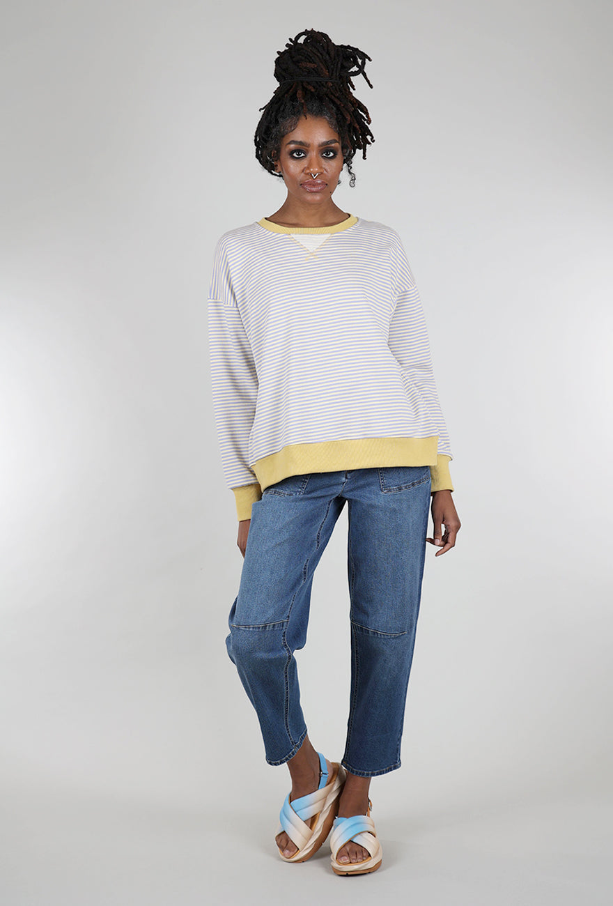 Hem & Thread Mini Stripe Oversized Sweatshirt, Lemon/Lavender 