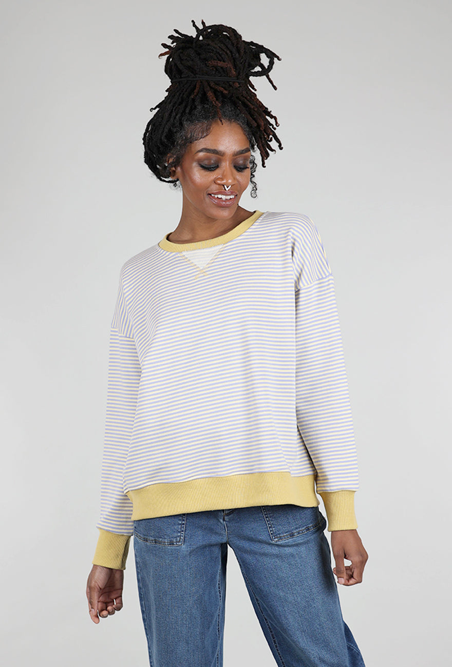 Hem & Thread Mini Stripe Oversized Sweatshirt, Lemon/Lavender 