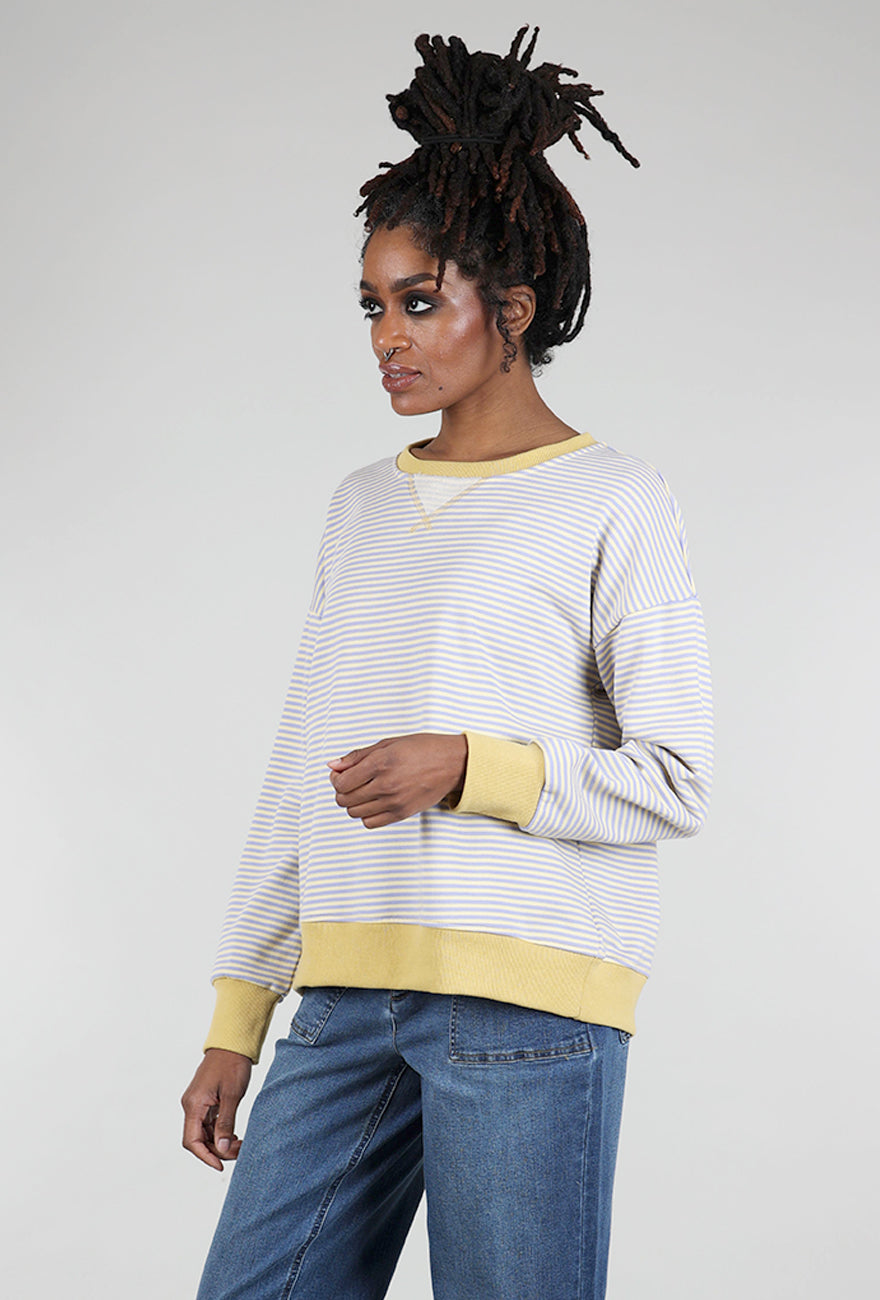 Hem & Thread Mini Stripe Oversized Sweatshirt, Lemon/Lavender 