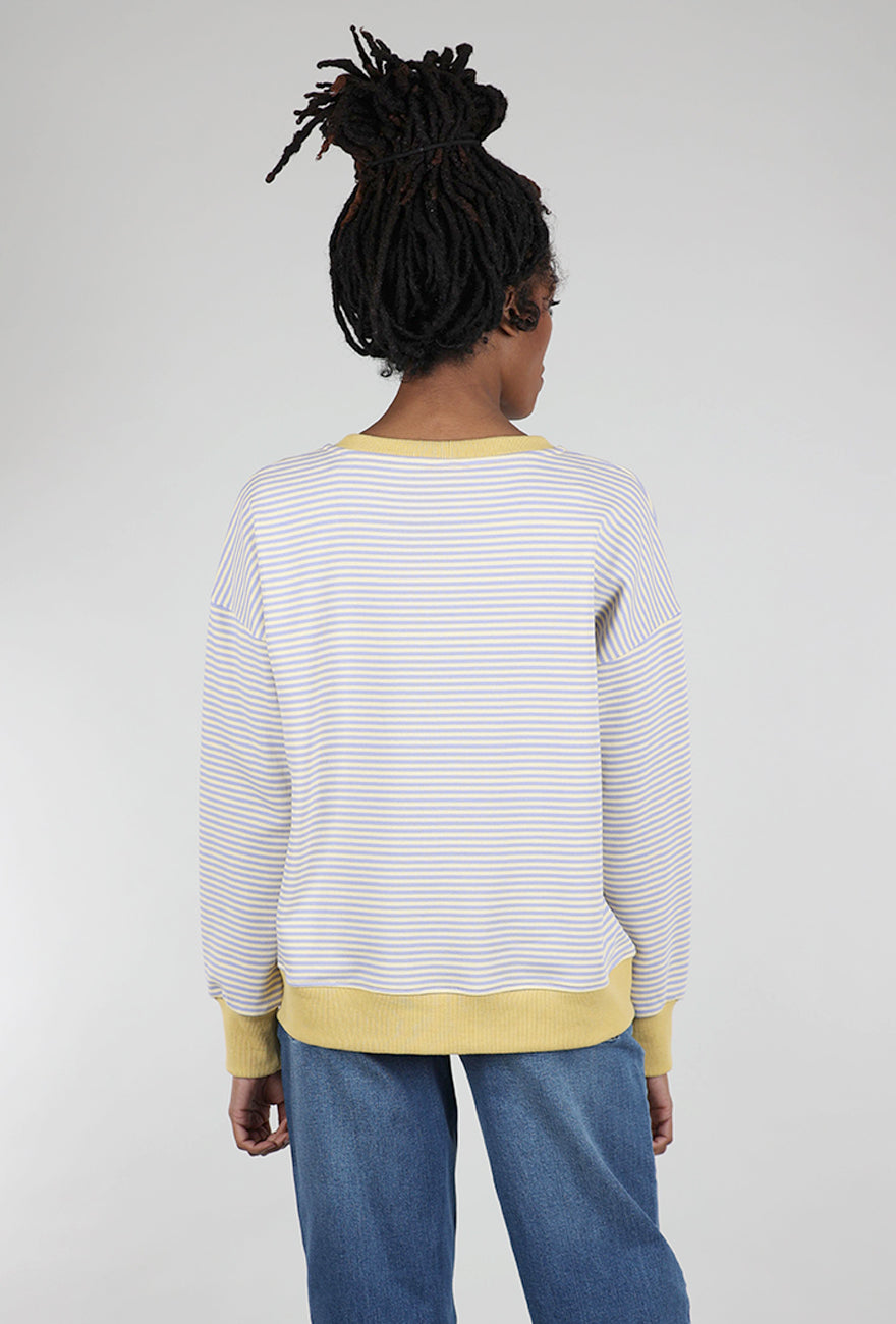 Hem & Thread Mini Stripe Oversized Sweatshirt, Lemon/Lavender 