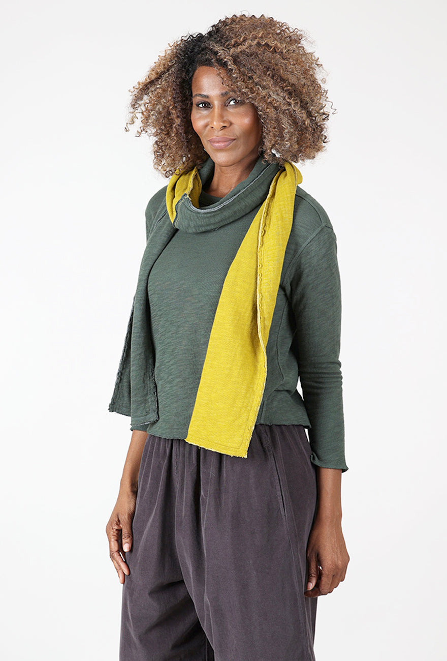 Eleven Stitch Two-Tone Double-Face Scarf, Mustard/Konbu 