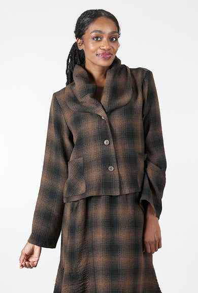 Luukaa Plaid Cropped Jacket, Brown/Black 