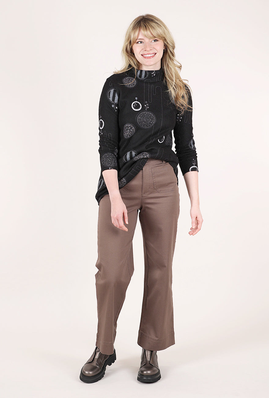 Trisha Tyler Mod Funnel-Neck Top, Black 