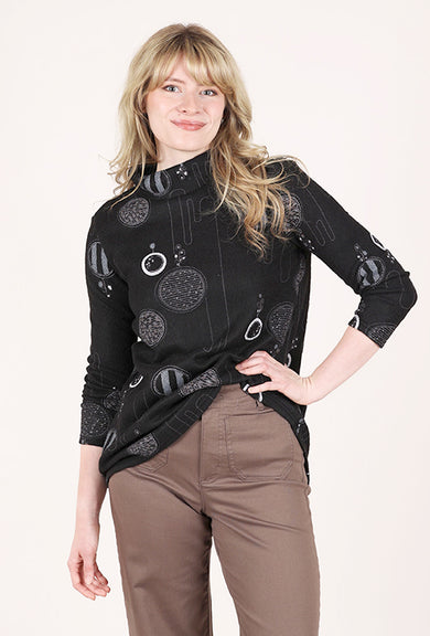 Trisha Tyler Mod Funnel-Neck Top, Black 