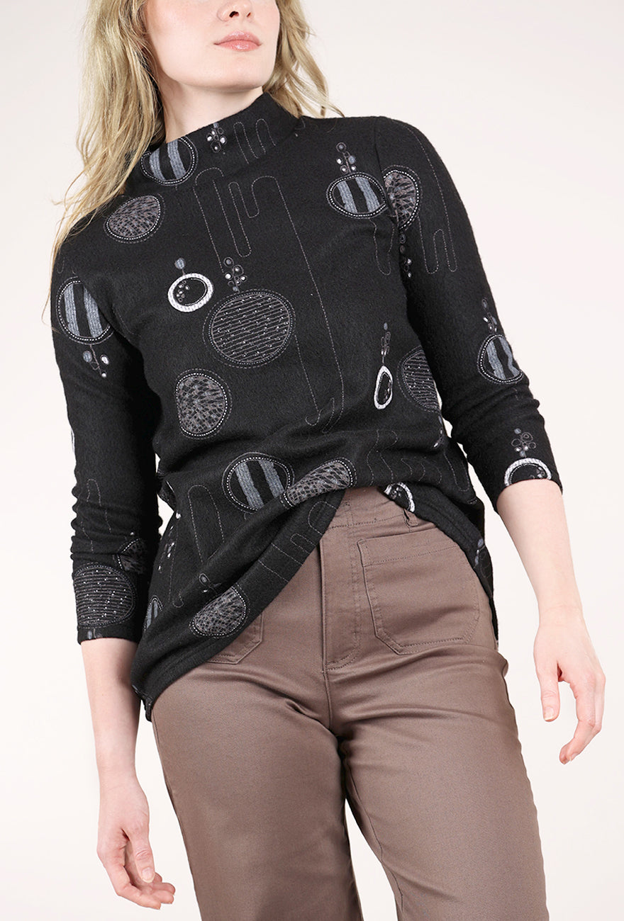 Trisha Tyler Mod Funnel-Neck Top, Black 
