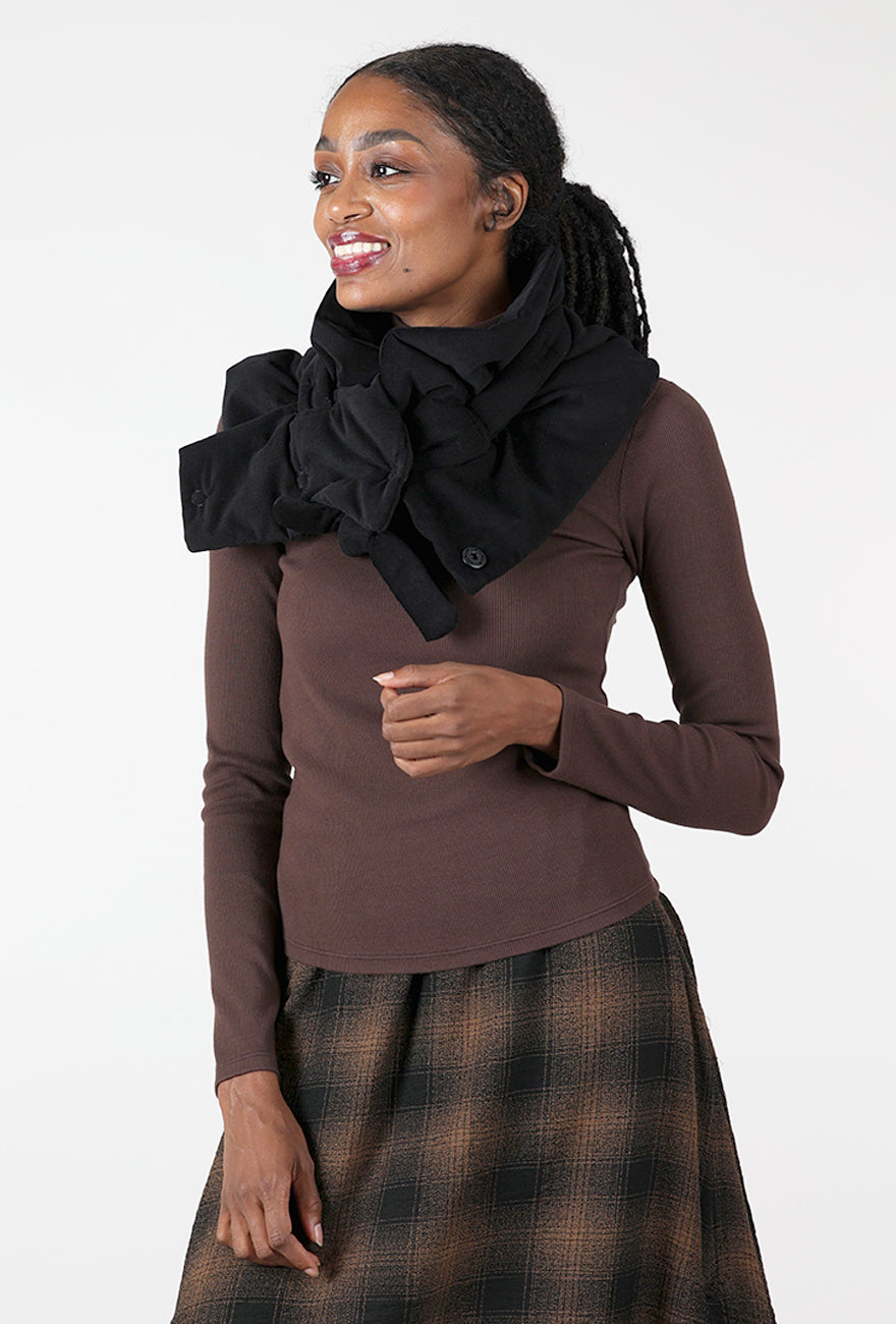 Cord Puffer Stole, Black