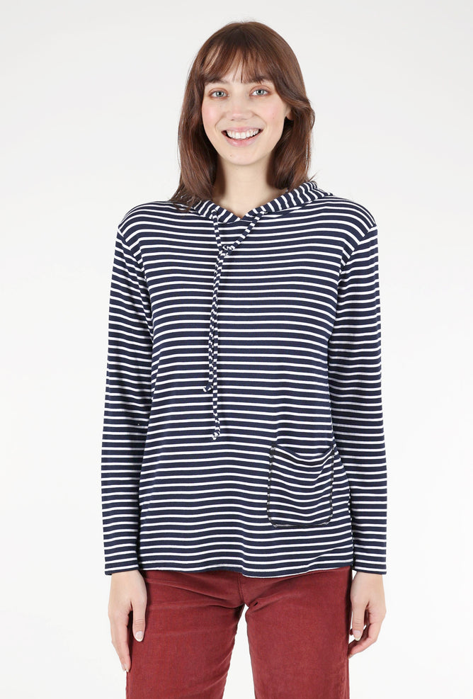 Cut Loose A-Line Stripe Hoodie, Navy/White XSmall Navy