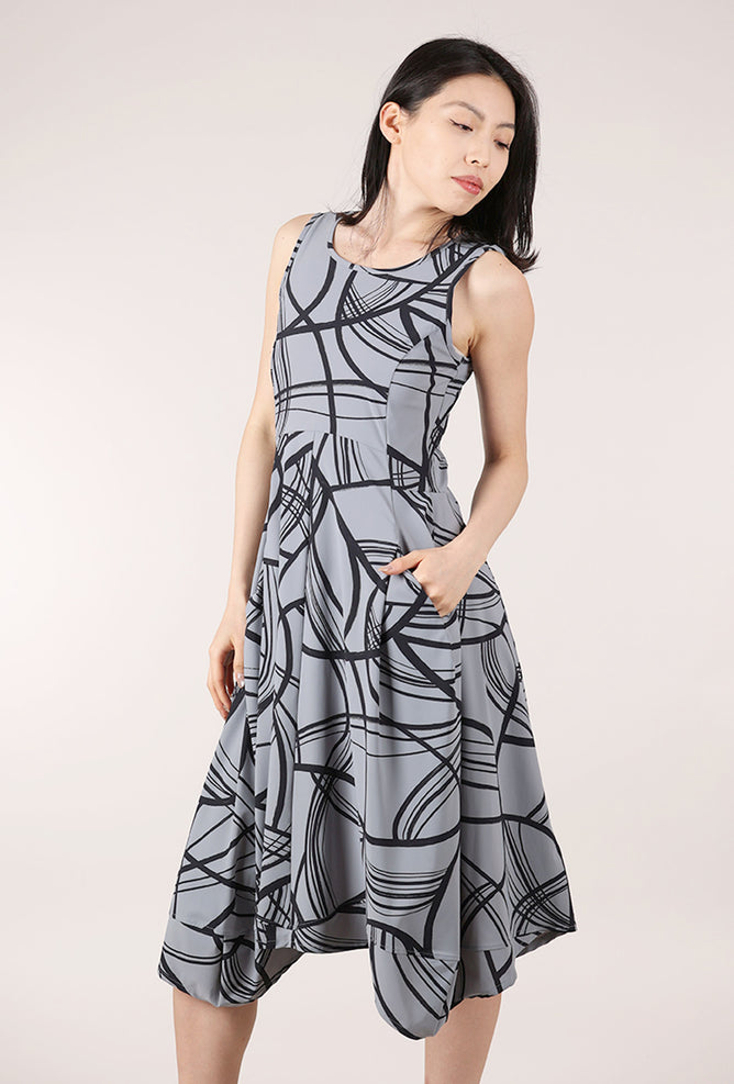 Porto Piazza Dress, Zinc/Flamenco 