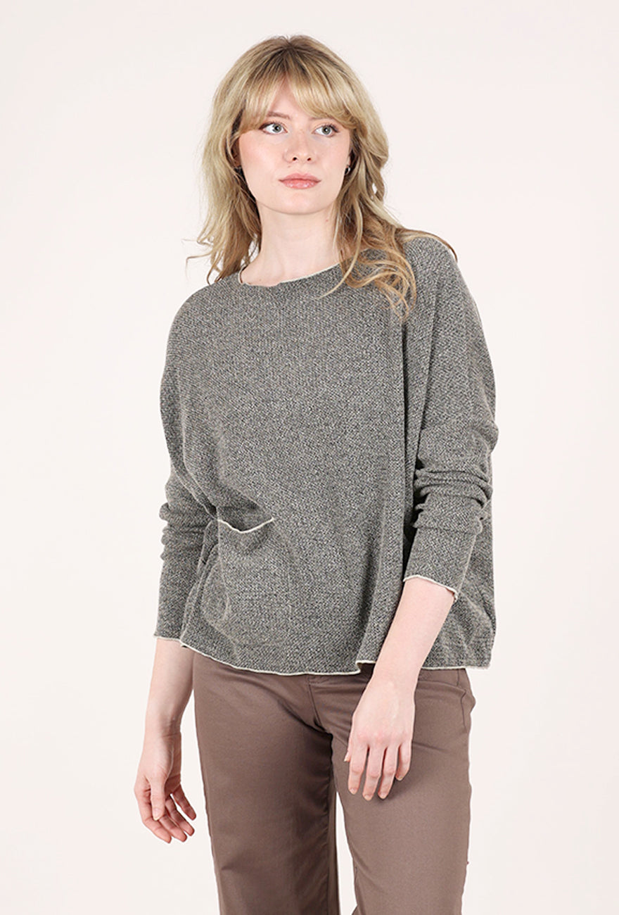 Cut Loose Speckle Knit Pocket Top, Lentil 