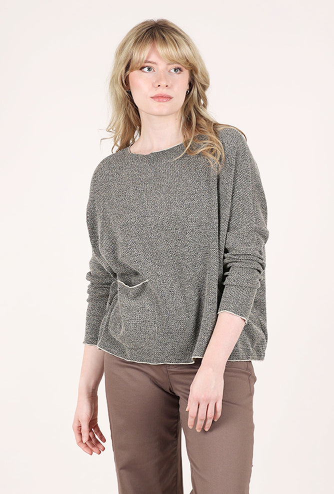 Cut Loose Speckle Knit Pocket Top, Lentil 