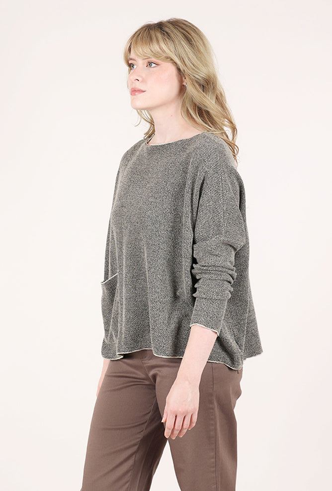 Cut Loose Speckle Knit Pocket Top, Lentil 