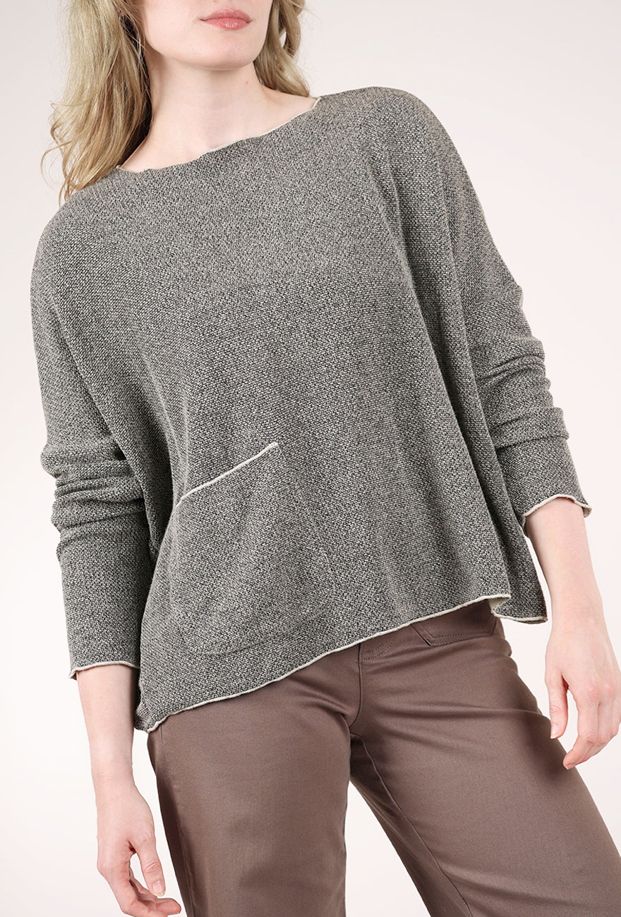 Cut Loose Speckle Knit Pocket Top, Lentil 