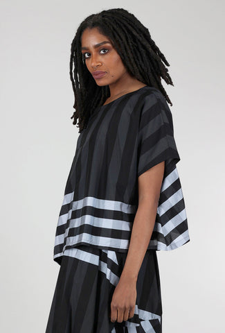 Moyuru Opposing Stripes Top, Black/Gray 