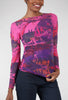 AMB Designs My Way Second Skin Raw-Edge Top, Pink Peacock 