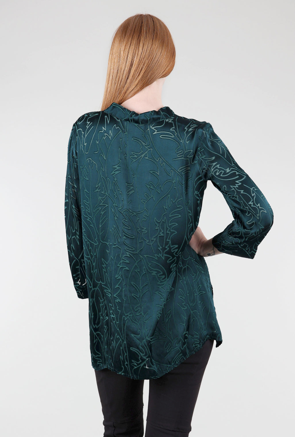 Grizas Burnout Silk Blend Blouse, Emerald 