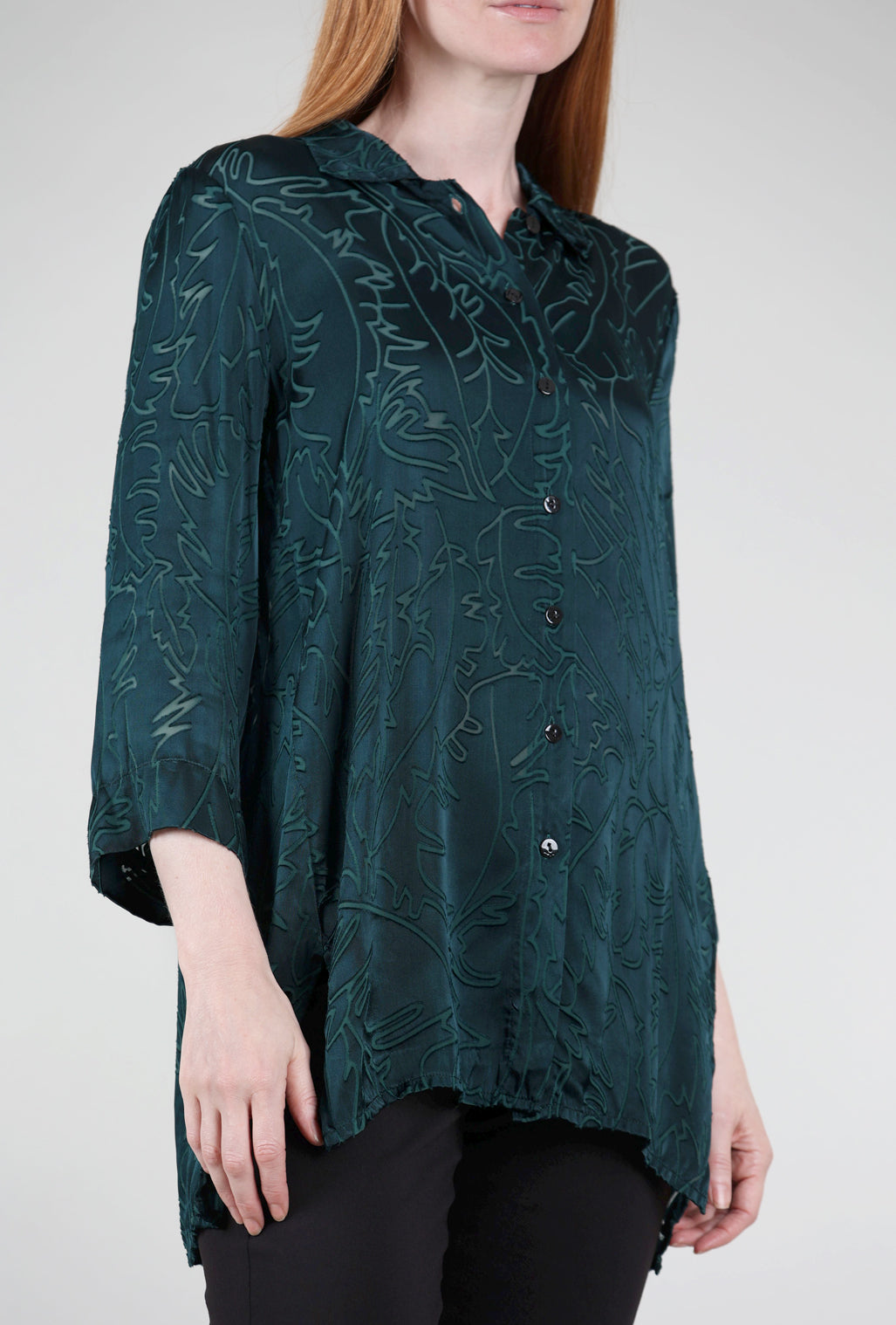 Grizas Burnout Silk Blend Blouse, Emerald 