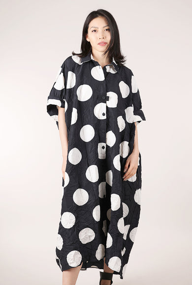 Pluslavie Dotty Long Shirt Dress, Black/White 