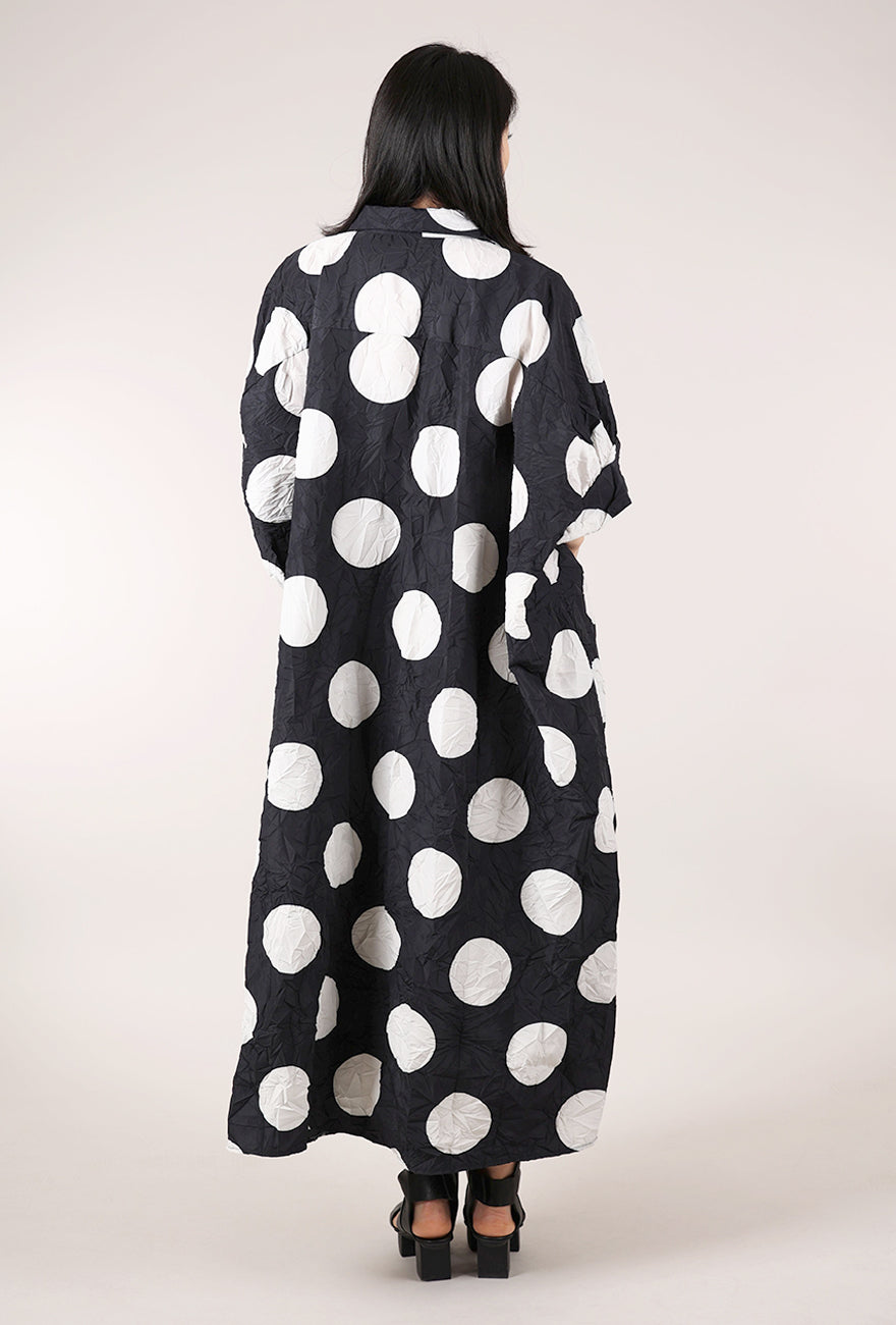 Pluslavie Dotty Long Shirt Dress, Black/White 