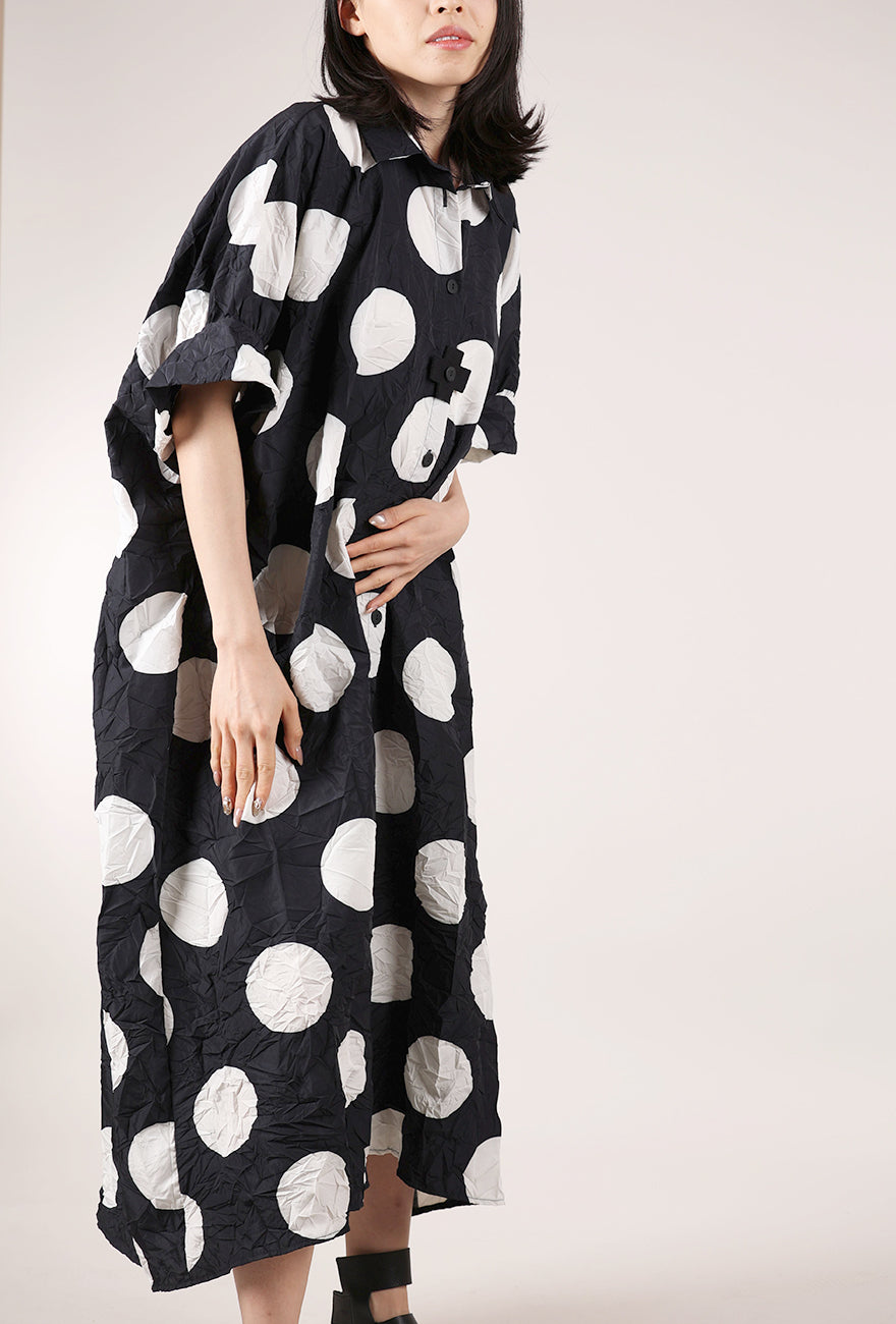 Pluslavie Dotty Long Shirt Dress, Black/White 