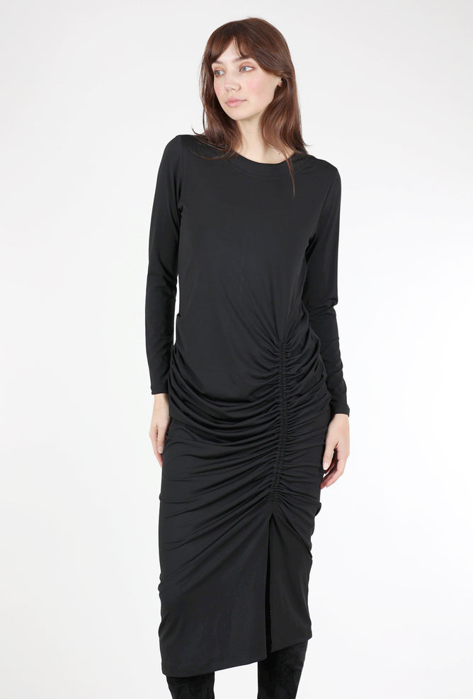 Planet Matte Gather Dress, Black 